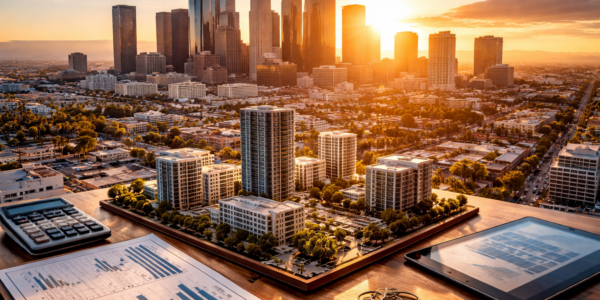 los angeles skyline downtown commercial buildings